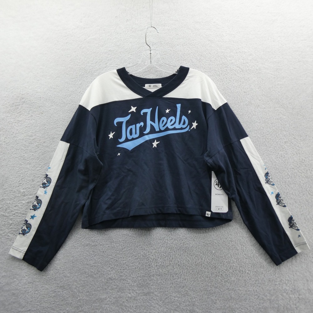 47 Brand Shirt Womens Small North Carolina Tar Heels Navy Blue Colorblock Cotton